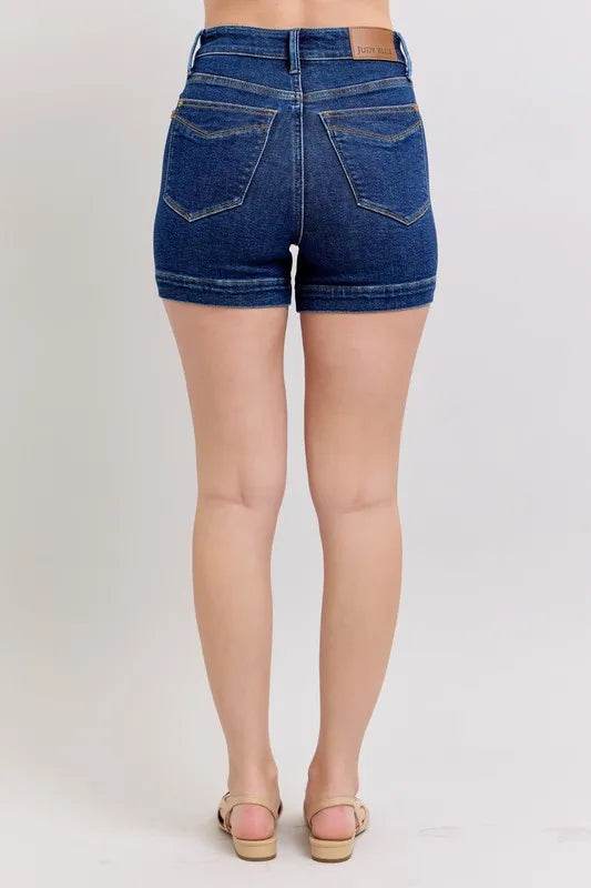 Judy Blue Full Size High Waist Tummy Control Denim Shorts Plus Size - Rosa Apparel