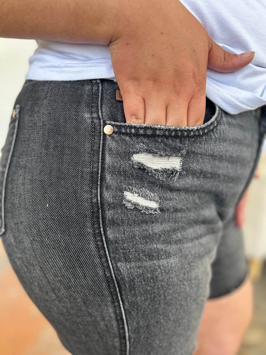 Judy Blue Full Size High Waist Tummy Control Denim Shorts Style #: 150252 - Rosa Apparel