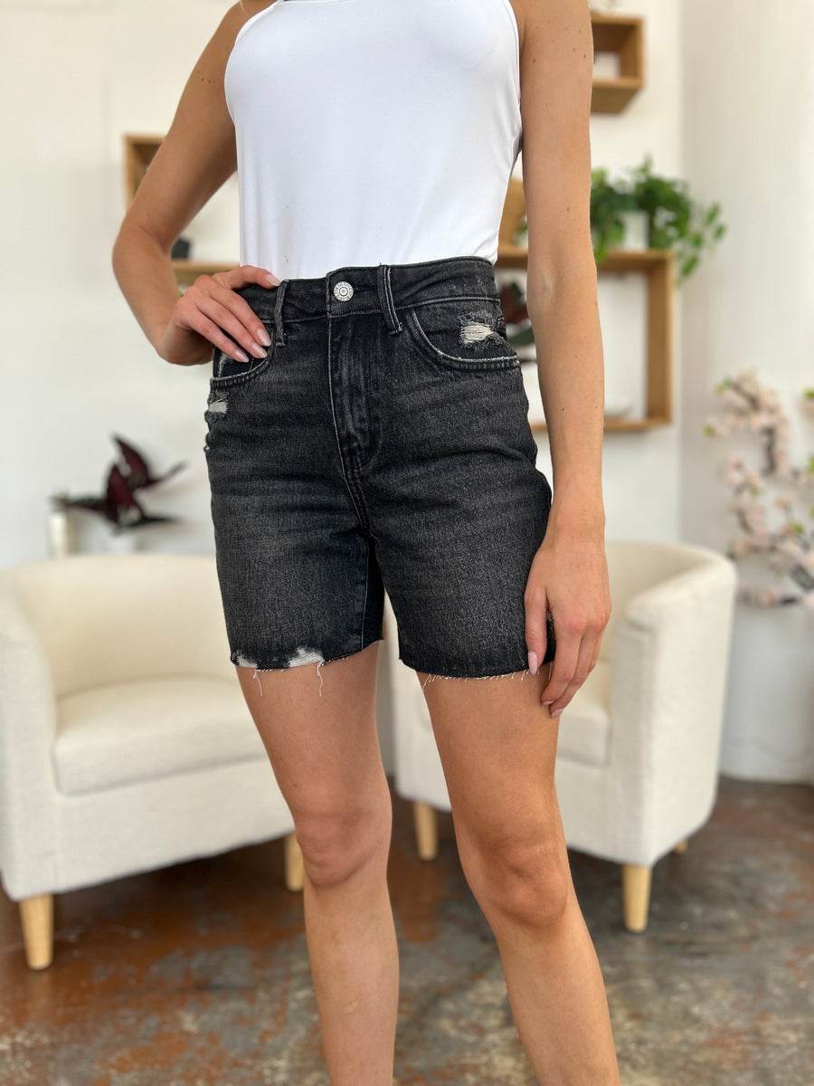 Judy Blue Full Size High Waist Tummy Control Denim Shorts Style #: 150252 - Rosa Apparel