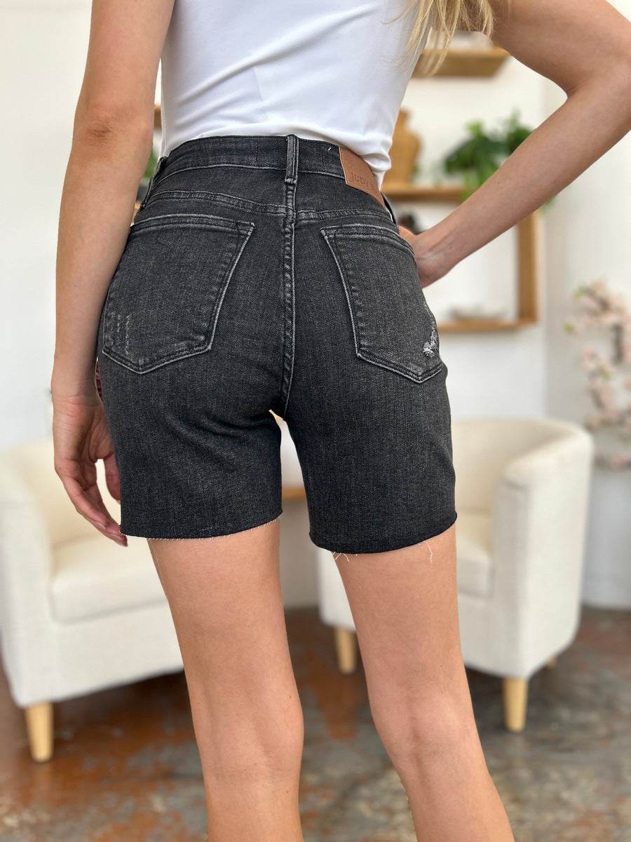 Judy Blue Full Size High Waist Tummy Control Denim Shorts Style #: 150252 - Rosa Apparel