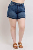 Judy Blue Full Size High Waist Tummy Control Destroy Release Hem Denim Shorts Plus Size - Rosa Apparel