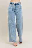 Judy Blue Full Size High Waist Wide Leg Jeans with Skewed Inseam - Rosa Apparel