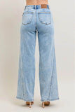 Judy Blue Full Size High Waist Wide Leg Jeans with Skewed Inseam - Rosa Apparel