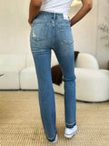 Judy Blue Full Size Mid Rise Destroyed Hem Distressed Jeans Style 88632 - Rosa Apparel