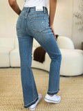 Judy Blue Full Size Mid Rise Destroyed Hem Distressed Jeans Style 88632 - Rosa Apparel