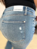 Judy Blue Full Size Mid Rise Destroyed Hem Distressed Jeans Style 88632 - Rosa Apparel