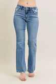 Judy Blue Full Size Mid Rise Wash Destroy Hem Bootcut Jeans Plus Size - Rosa Apparel