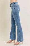 Judy Blue Full Size Mid Rise Wash Destroy Hem Bootcut Jeans Plus Size - Rosa Apparel