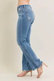 Judy Blue Full Size Mid Rise Wash Destroy Hem Bootcut Jeans Plus Size - Rosa Apparel
