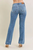 Judy Blue Full Size Mid Rise Wash Destroy Hem Bootcut Jeans Plus Size - Rosa Apparel