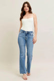 Judy Blue Full Size Mid Rise Wash Destroy Hem Bootcut Jeans Plus Size - Rosa Apparel
