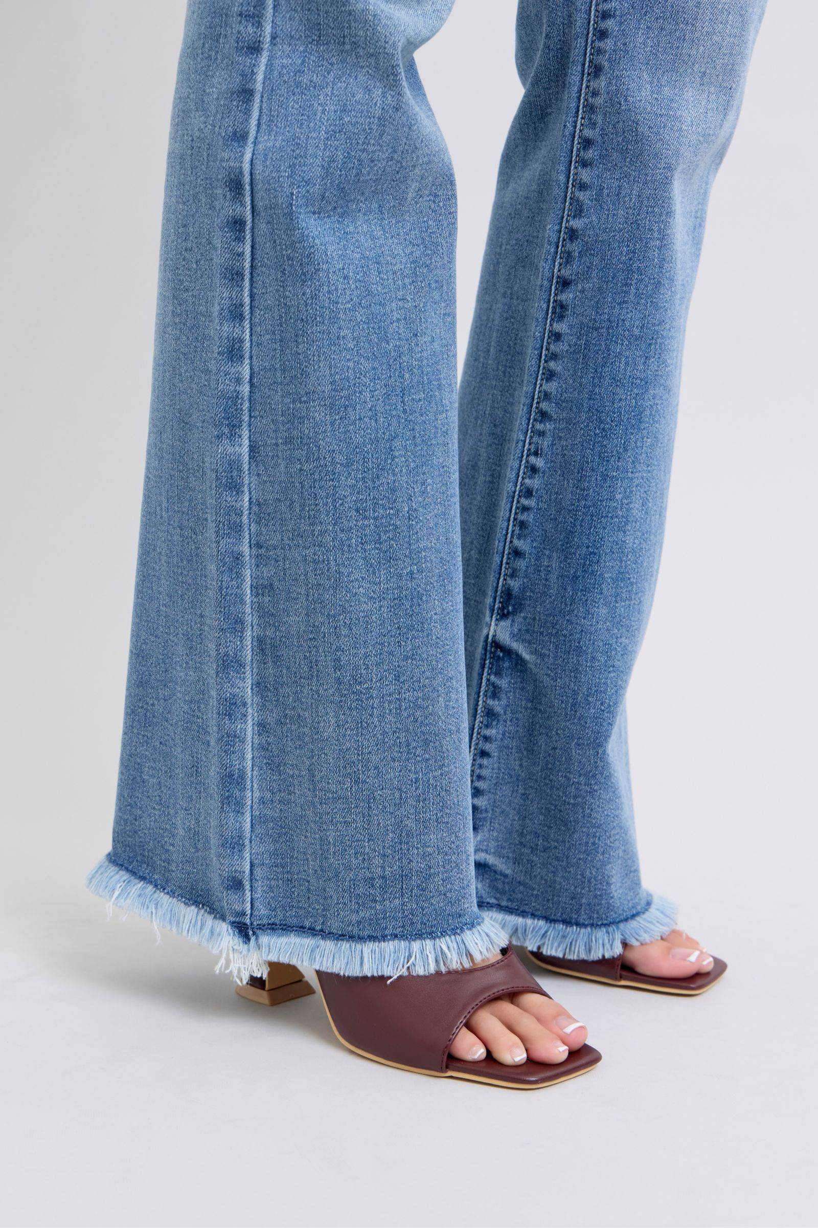 Judy Blue Full Size Raw Hem High Rise Bootcut Jeans - Rosa Apparel