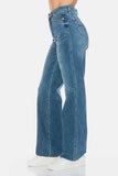 Judy Blue Full Size Tummy Control Cut Raw Hem Straight Jeans 88848 - Rosa Apparel