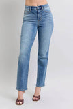 Judy Blue Full Size Vintage Wash Thermal Straight Jeans 82632 - Rosa Apparel