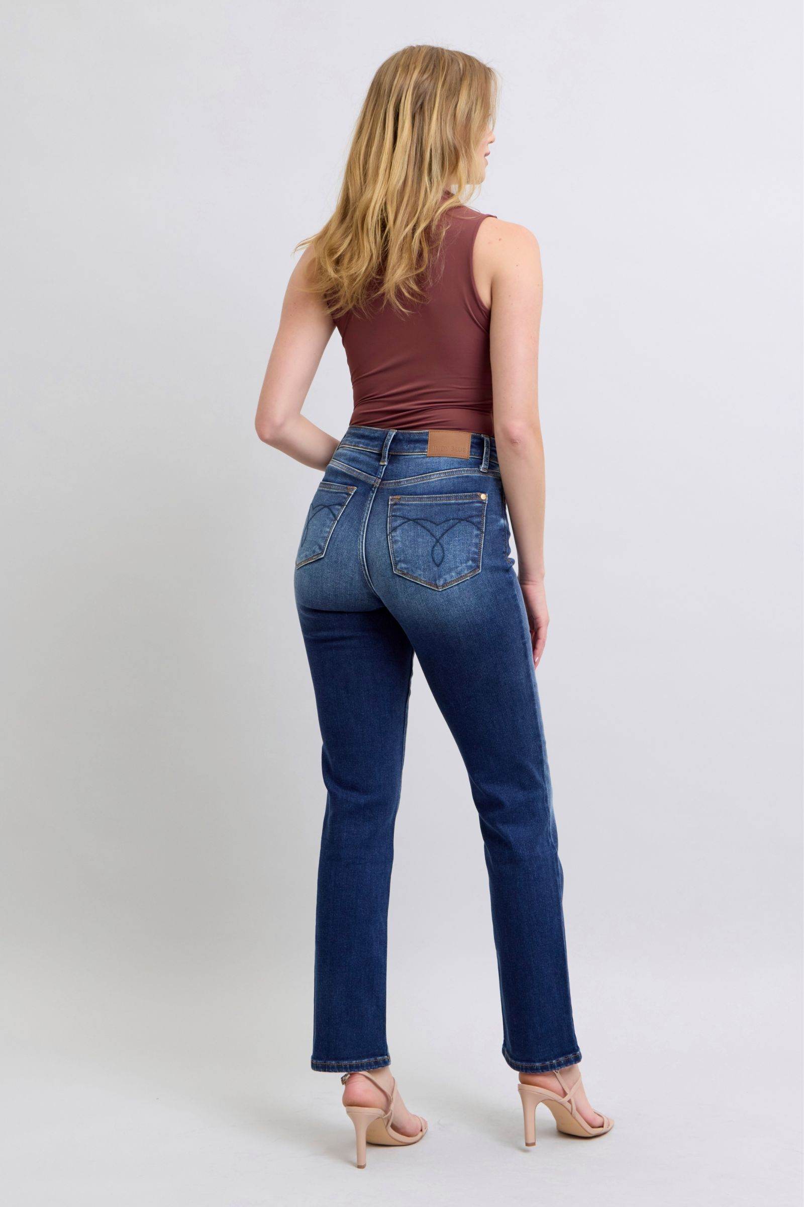 Judy Blue Full Size Washed Straight Leg Jeans with Pockets - Rosa Apparel