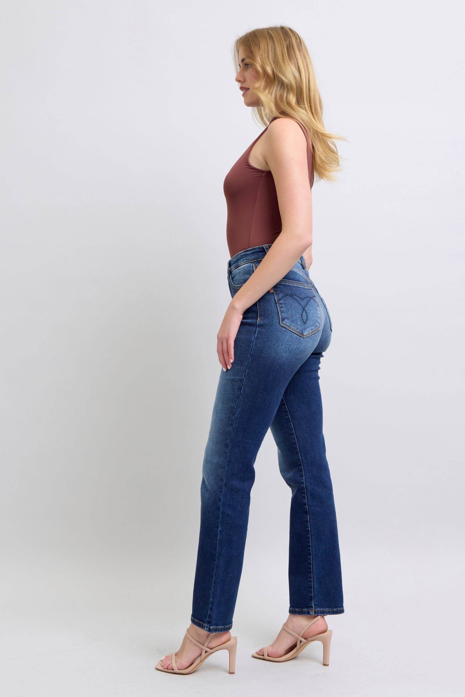 Judy Blue Full Size Washed Straight Leg Jeans with Pockets - Rosa Apparel