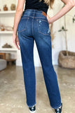 Judy Blue High Waist Rigid Magic Heavy Destroy Straight Jeans 88819 - Rosa Apparel