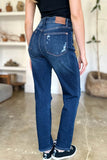 Judy Blue High Waist Rigid Magic Heavy Destroy Straight Jeans 88819 - Rosa Apparel