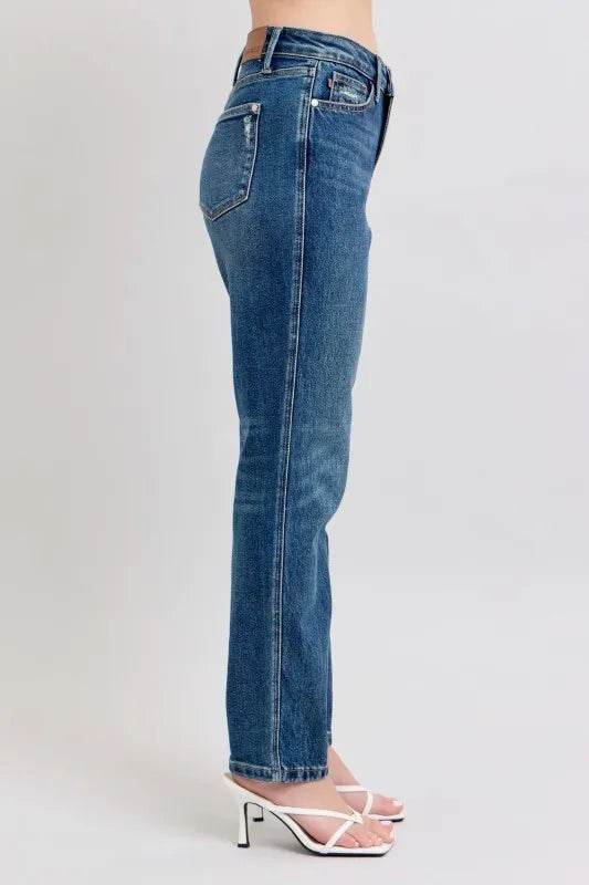 Judy Blue Full Size High Waisted Rigid Magic Non-destroy Straight Leg Jeans Plus Size - Rosa Apparel