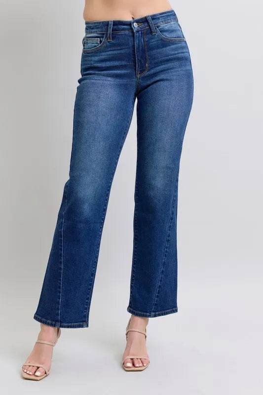 Judy Blue Side Seam Detail Straight Jeans with Pockets 82629 - Rosa Apparel