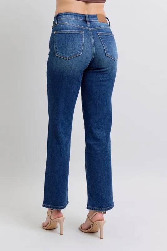 Judy Blue Side Seam Detail Straight Jeans with Pockets 82629 - Rosa Apparel