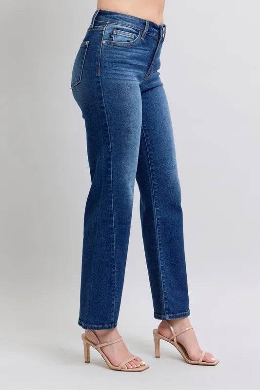 Judy Blue Side Seam Detail Straight Jeans with Pockets 82629 - Rosa Apparel