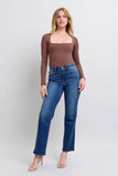 Judy Blue Side Seam Detail Straight Jeans with Pockets 82629 - Rosa Apparel