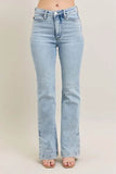 Judy Blue Full Size Tummy Control Vintage Wash Side Slit Slim Boot Jeans Plus Size - Rosa Apparel