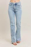 Judy Blue Full Size Tummy Control Vintage Wash Side Slit Slim Boot Jeans Plus Size - Rosa Apparel