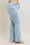 Judy Blue Full Size Tummy Control Vintage Wash Side Slit Slim Boot Jeans Plus Size - Rosa Apparel