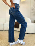 Judy Blue Full Size Mid Rise Distressed Raw Hem Jeans - Rosa Apparel
