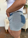 Judy Blue Full Size Color Block Denim Shorts Style #: 15256 - Rosa Apparel
