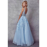 Juliet 224 Floral Appliques Prom Ballgown - Rosa Apparel