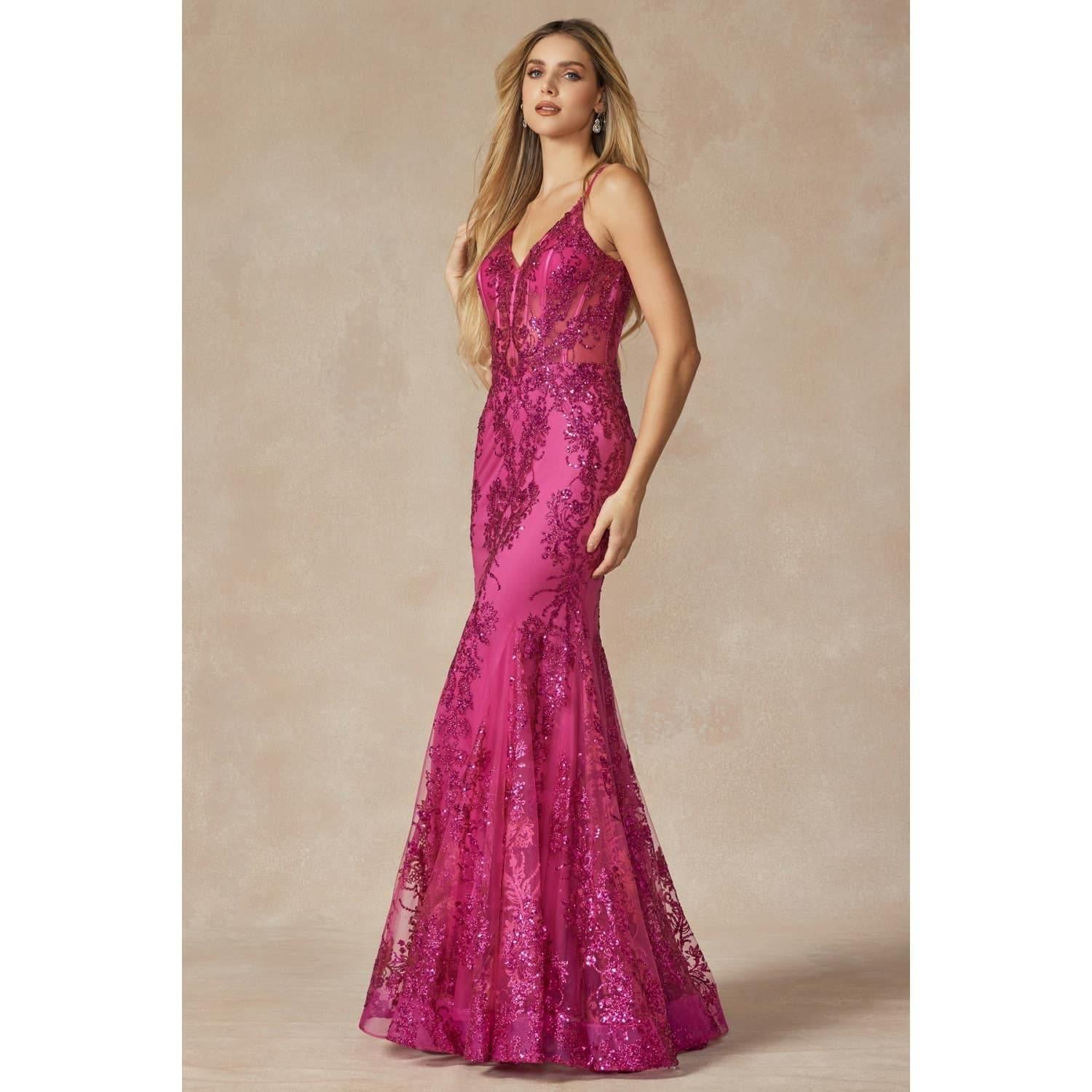Juliet 274 Embroidered Sequins Mermaid Evening Dress - Rosa Apparel