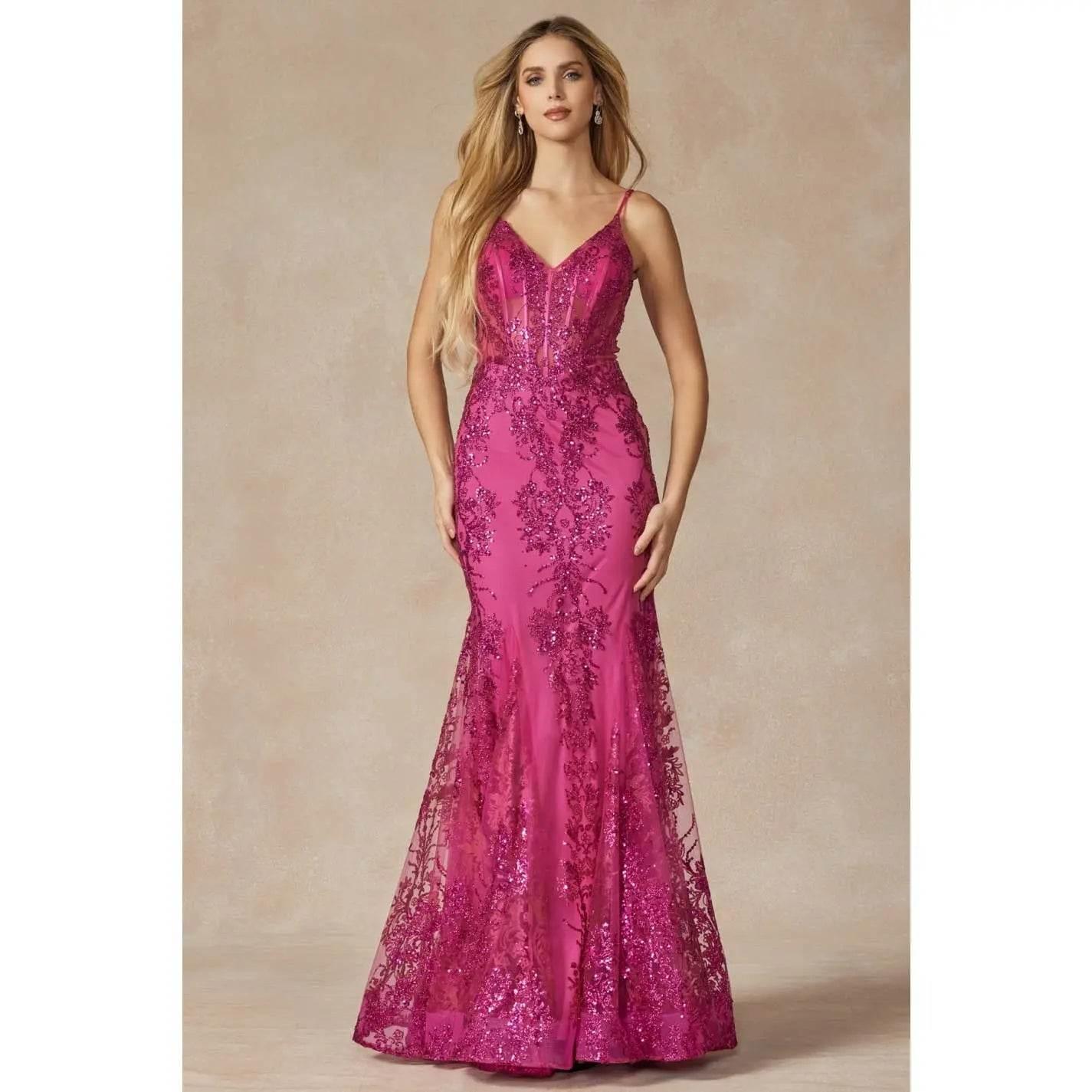 Juliet 274 Embroidered Sequins Mermaid Evening Dress - Rosa Apparel