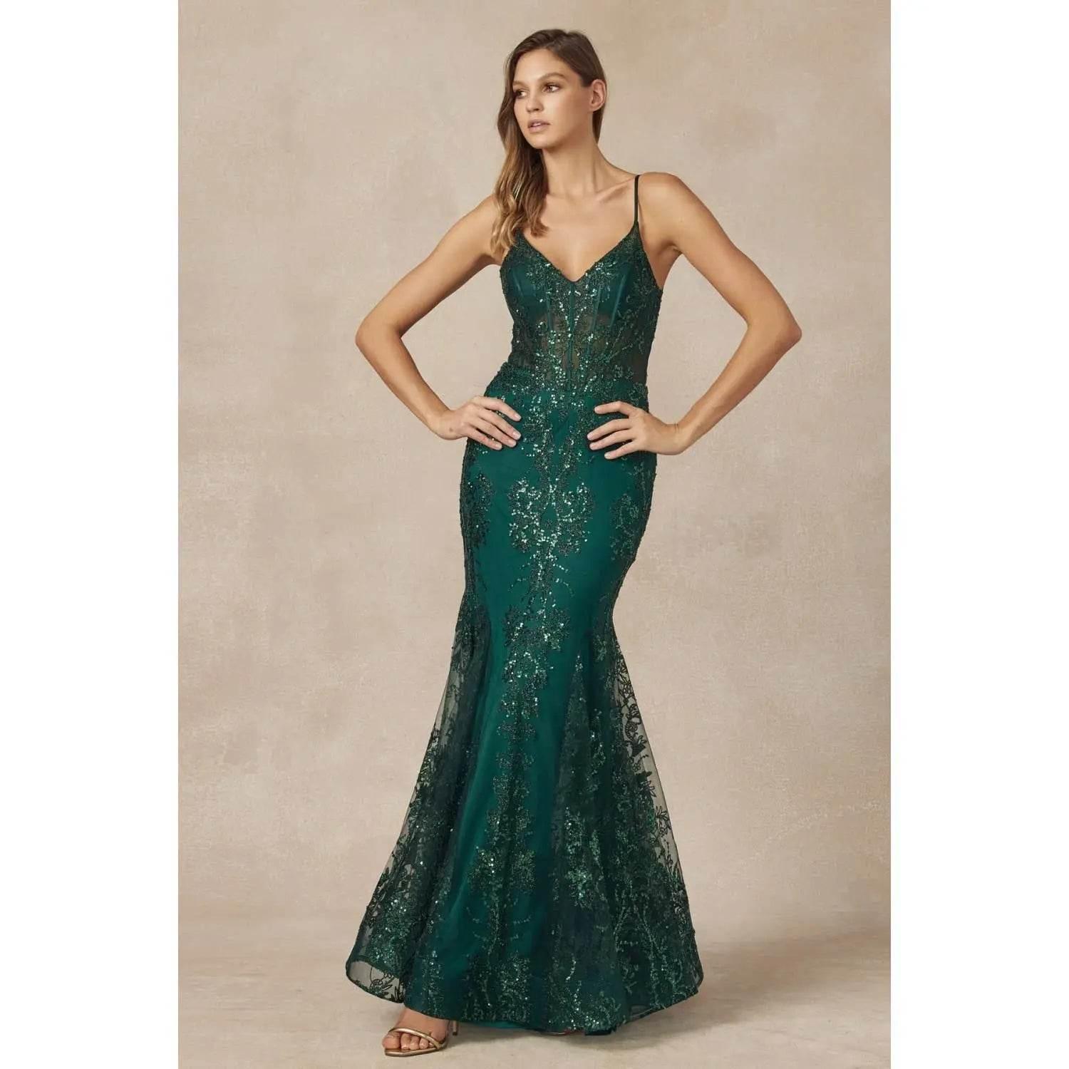 Juliet 274 Embroidered Sequins Mermaid Evening Dress - Rosa Apparel