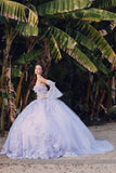 Juliet 3D Floral Strapless Bell Sleeve Quinceañera Ball Gown JT1459J - Rosa Apparel
