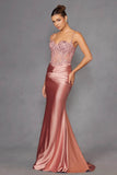 Juliet Applique Satin Sleeveless Gown JT2531K - Rosa Apparel