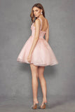 Juliet Baby Doll Floral Glitter Skirt Homecoming Cocktail Dress JT976L - Rosa Apparel