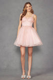 Juliet Baby Doll Floral Glitter Skirt Homecoming Cocktail Dress JT976L - Rosa Apparel