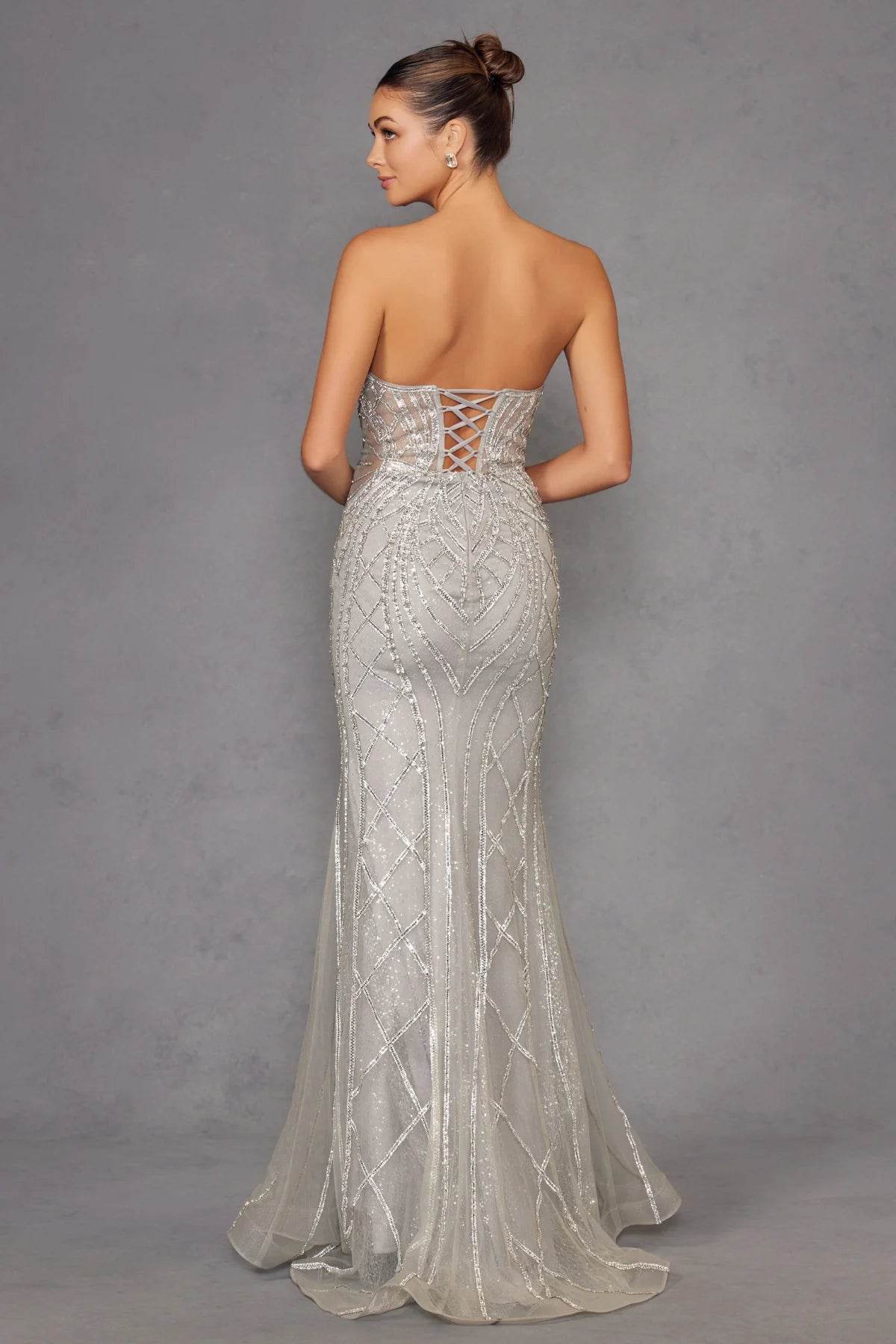 Juliet Beaded Fitted Strapless Gown JT2525L - Rosa Apparel