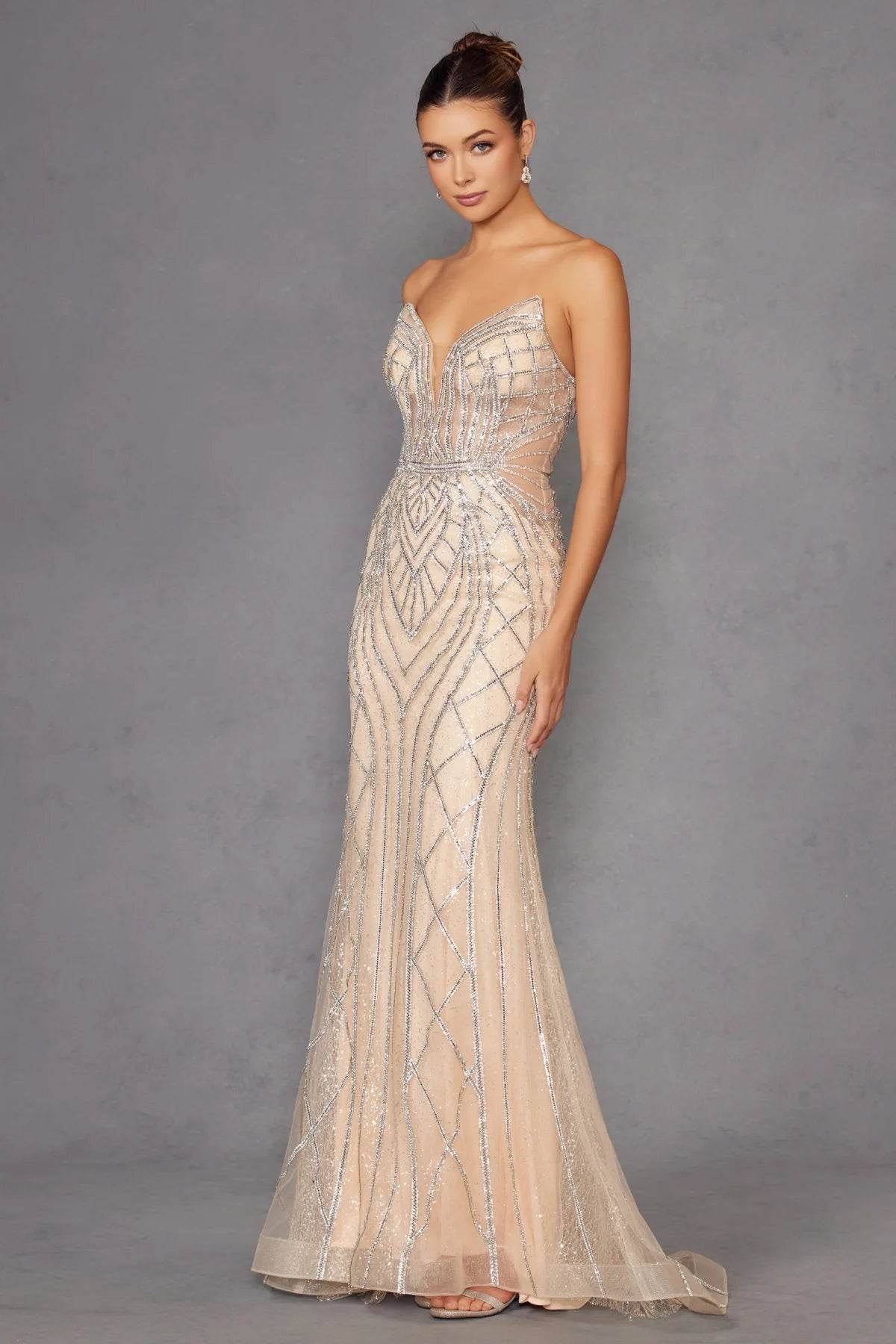 Juliet Beaded Fitted Strapless Gown JT2525L - Rosa Apparel