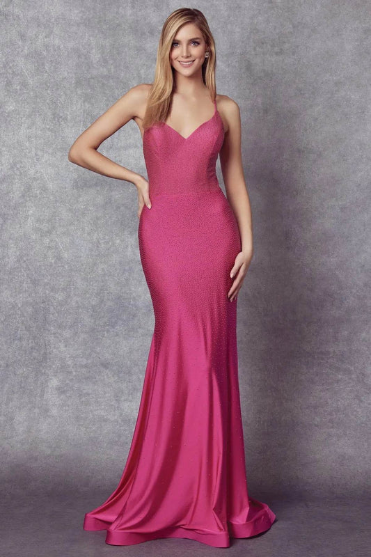 Juliet Beaded Lace-Up Back Mermaid Gown 276 - Rosa Apparel