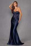 Juliet Beaded Satin Strapless Gown JT2530K - Rosa Apparel