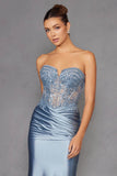 Juliet Beaded Satin Strapless Gown JT2530K - Rosa Apparel