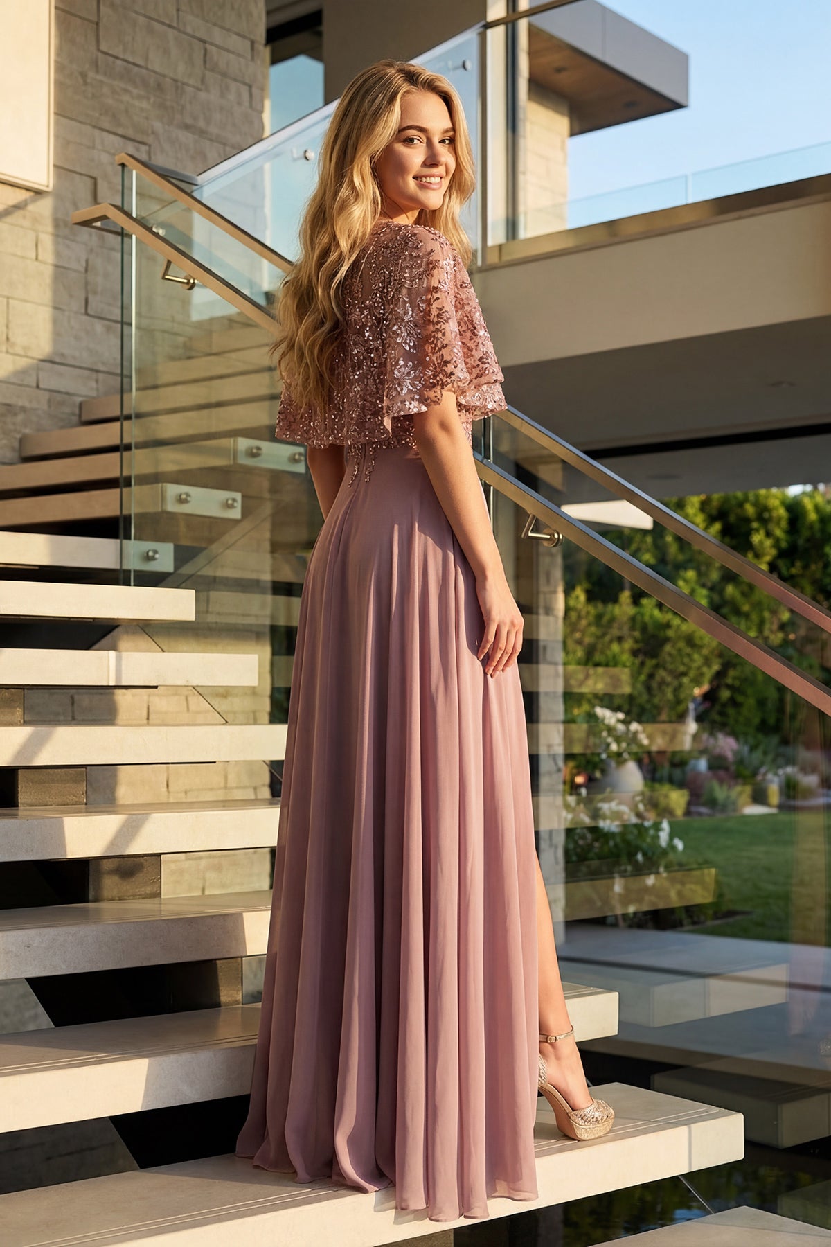 Juliet Beaded Two-Piece Draped Ruched Gown JTM21L