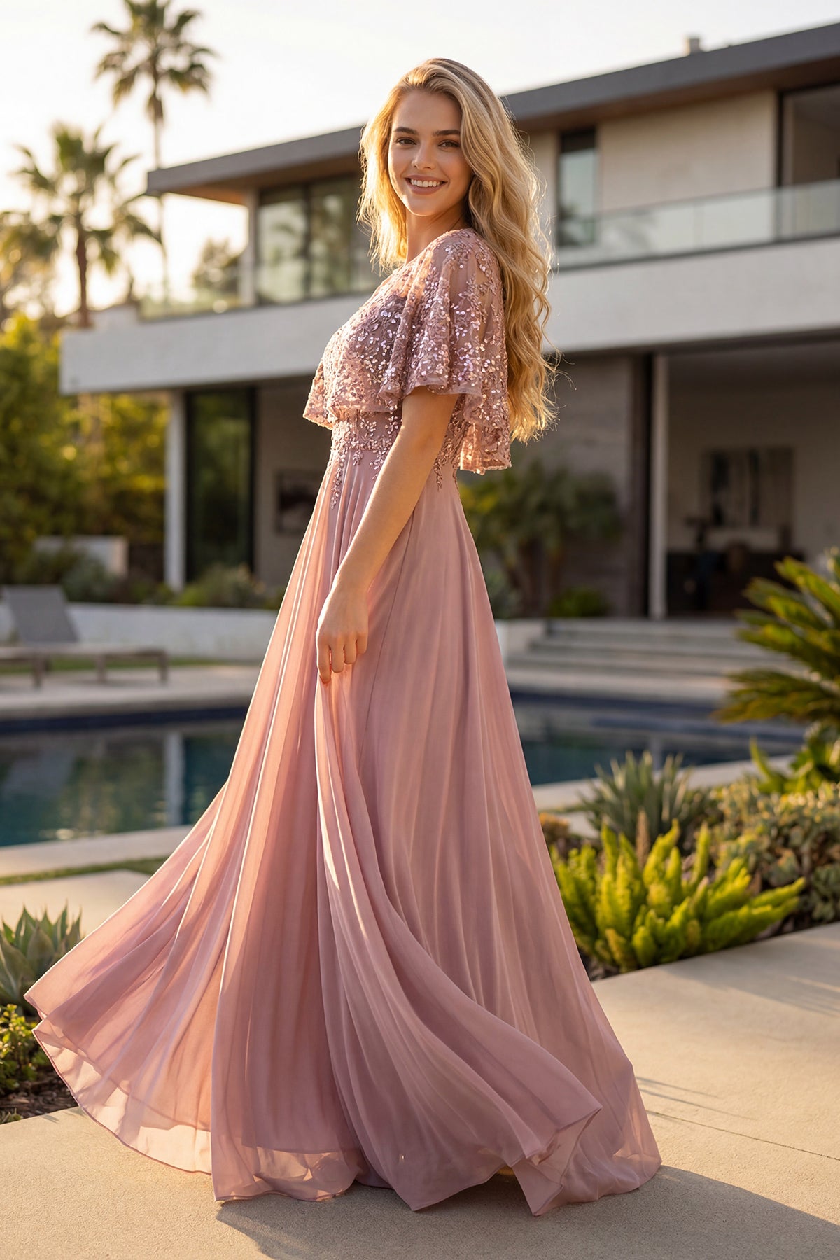 Juliet Beaded Two-Piece Draped Ruched Gown JTM21L