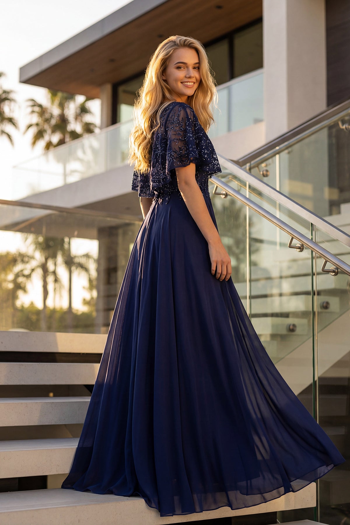 Juliet Beaded Two-Piece Draped Ruched Gown JTM21L