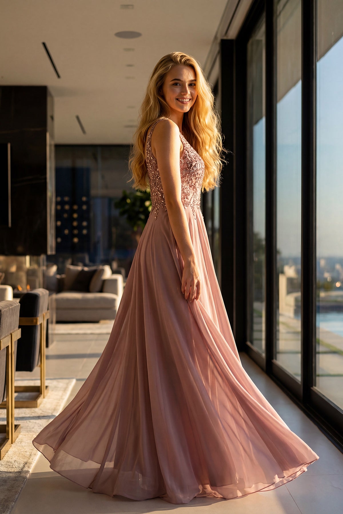 Juliet Beaded Two-Piece Draped Ruched Gown JTM21L