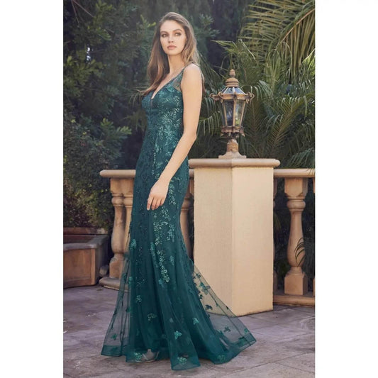 Juliet Butterfly Appliques With Low V-Neck Prom Dress Style 294 - Rosa Apparel